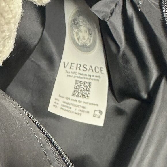 VERSACE Nylon Medusa Leather Straps Pink Dahlia Tote Shoulder Bag NWT $1,290 - Picture 8 of 8